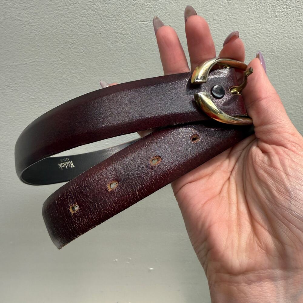 Vintage Hickok Leather Belt Red Brown 30 Custom Antiqued Cowhide Western Utility